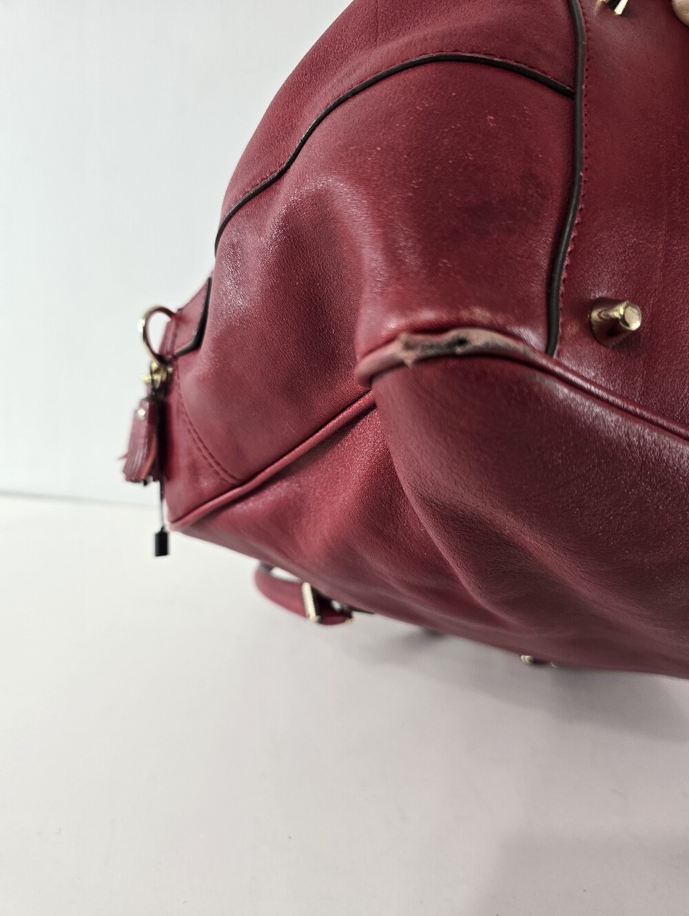 Anya Hindmarch Carker Satchel Red Leather Front Flap Pocket Handbag Bag Purse - Picture 10 of 15